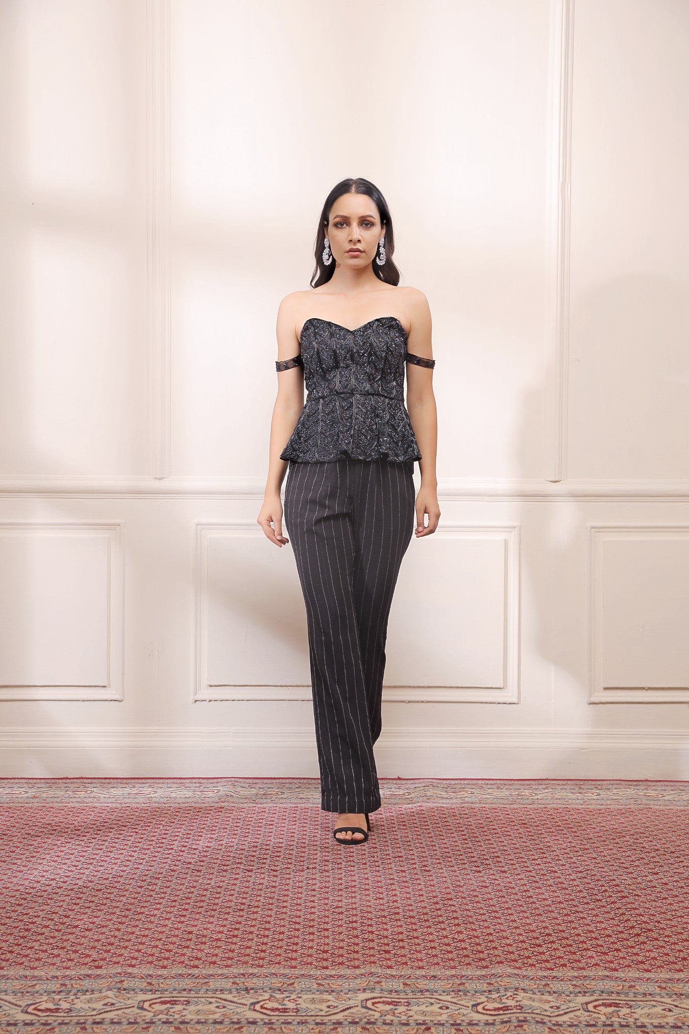 Black off shoulder co-ord set