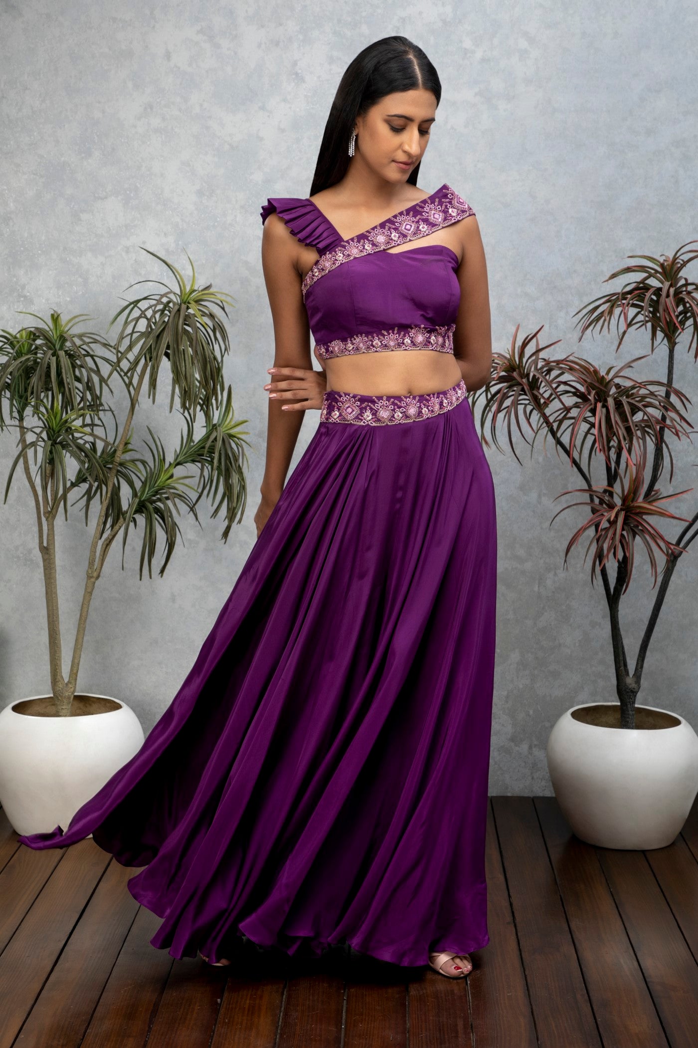 Amethyst purple sharara with crop top