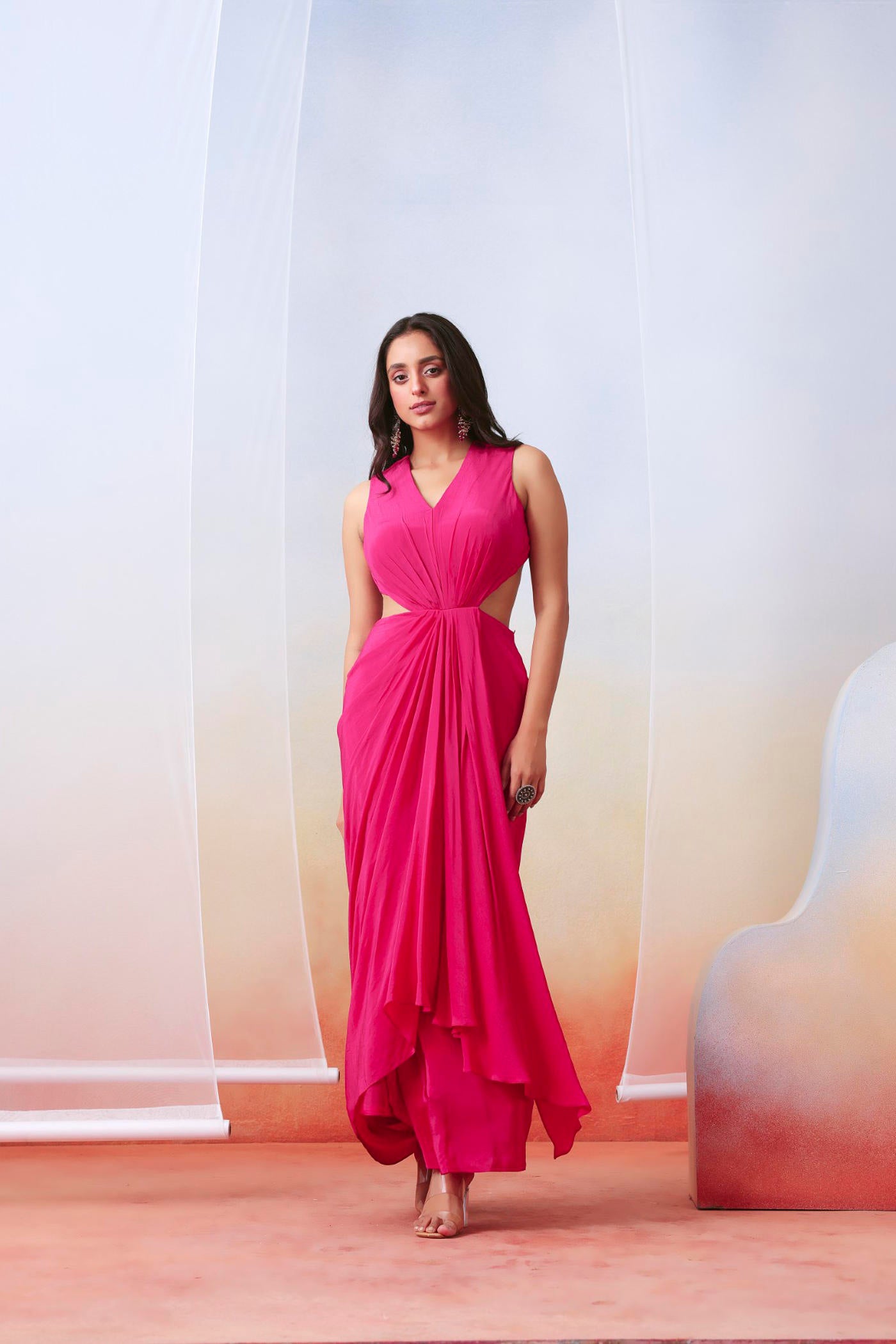 Pink drape dress