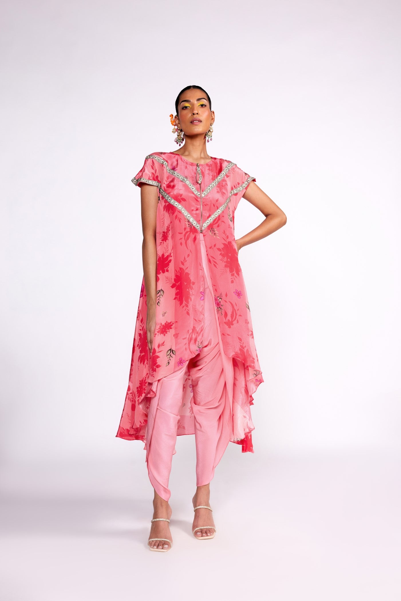 Pink kaftan kurta set