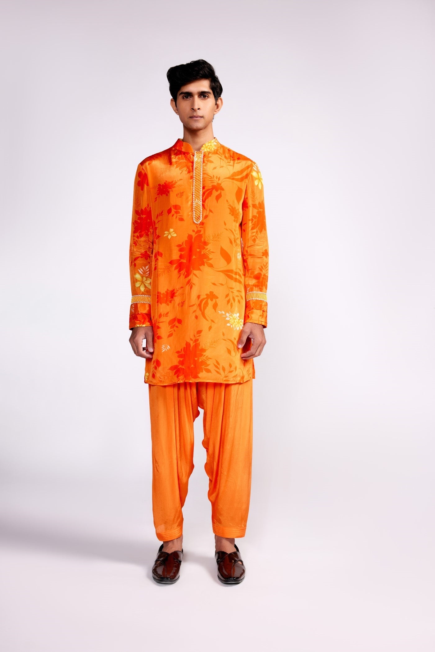 Orange printed Kurta set