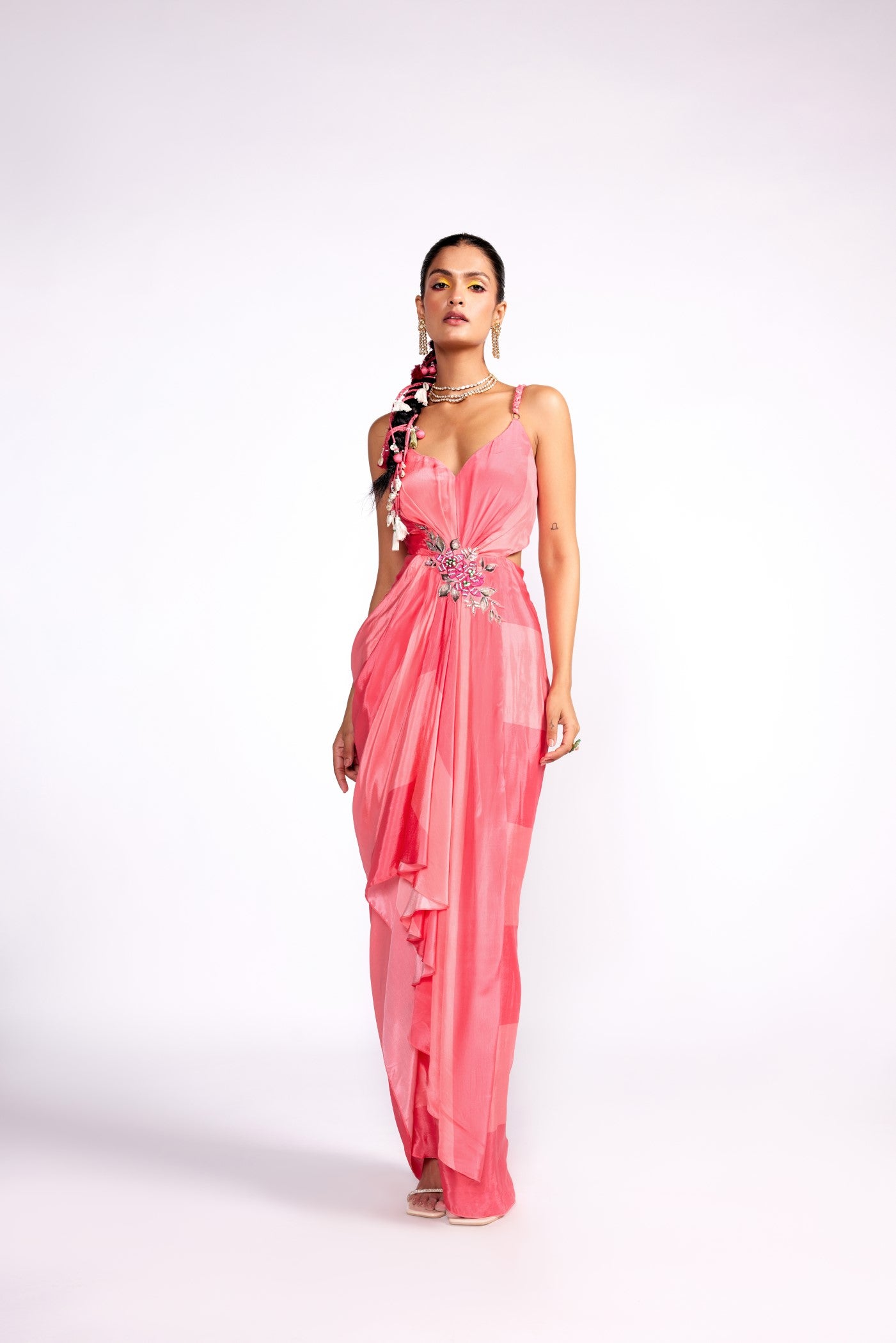flamingo pink color dress Yesi Dress Retrofete