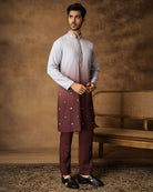 Grey Ombre Kurta Set For Men Front View