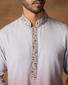 Grey Ombre Kurta Set For Men close View