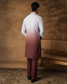 Grey Ombre Kurta Set For Men Back View