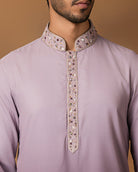 Lavander Ombre Kurta Set For Men Close View