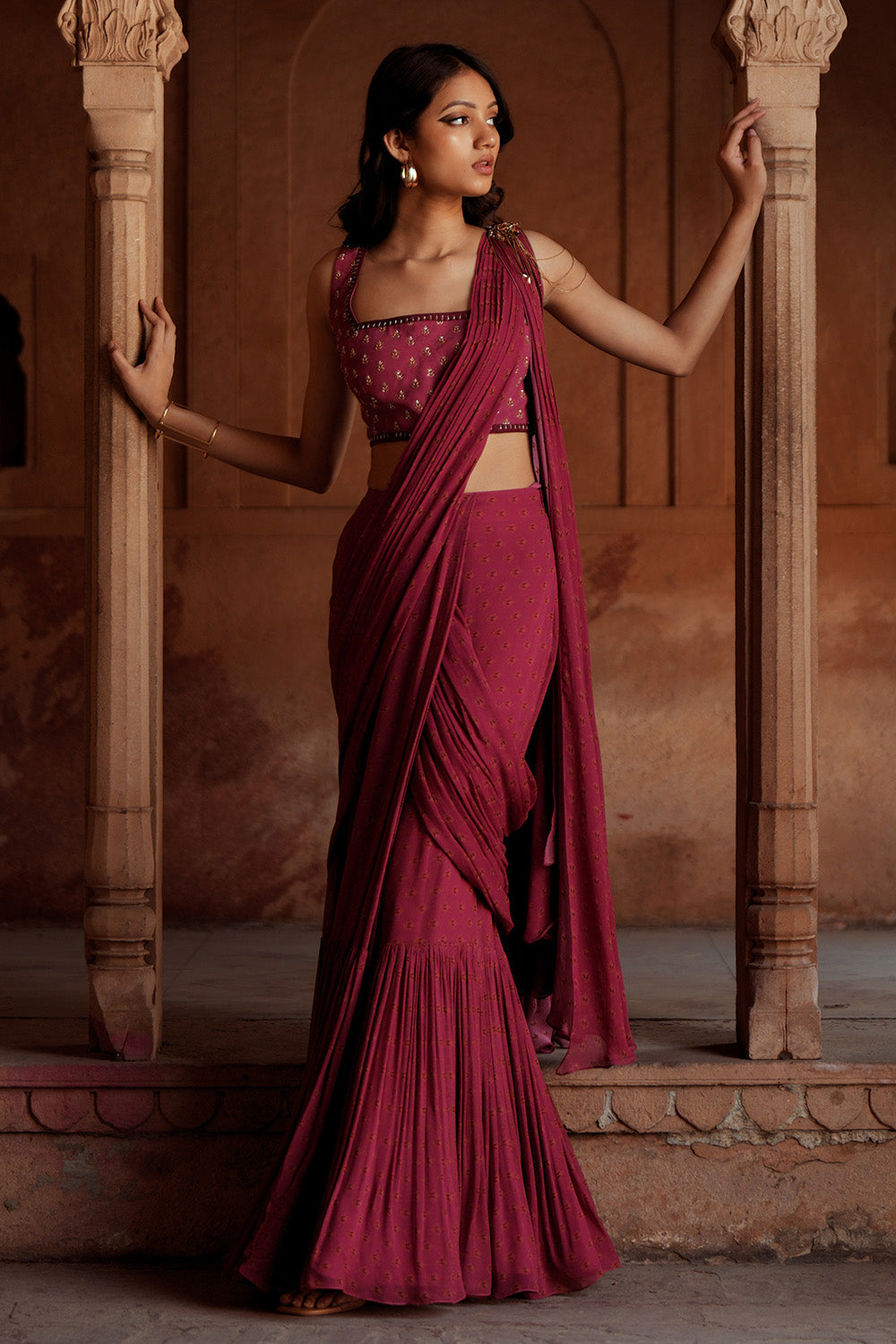 Leher Drape Saree Set