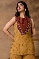 Taraab Mustard Gold Crepe Peplum Co-Ord Set – Back View